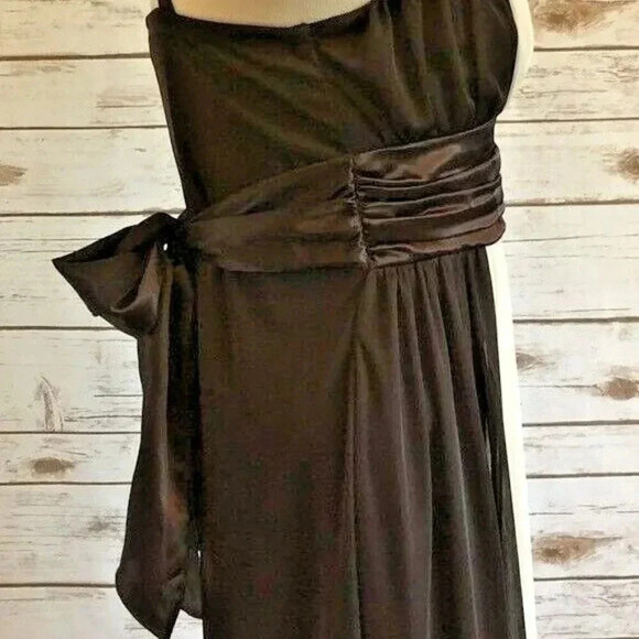 EN FOCUS Women Sleeveless Knee Length Empire Waist Brown Beige Dress Size 4P - Picture 5 of 12